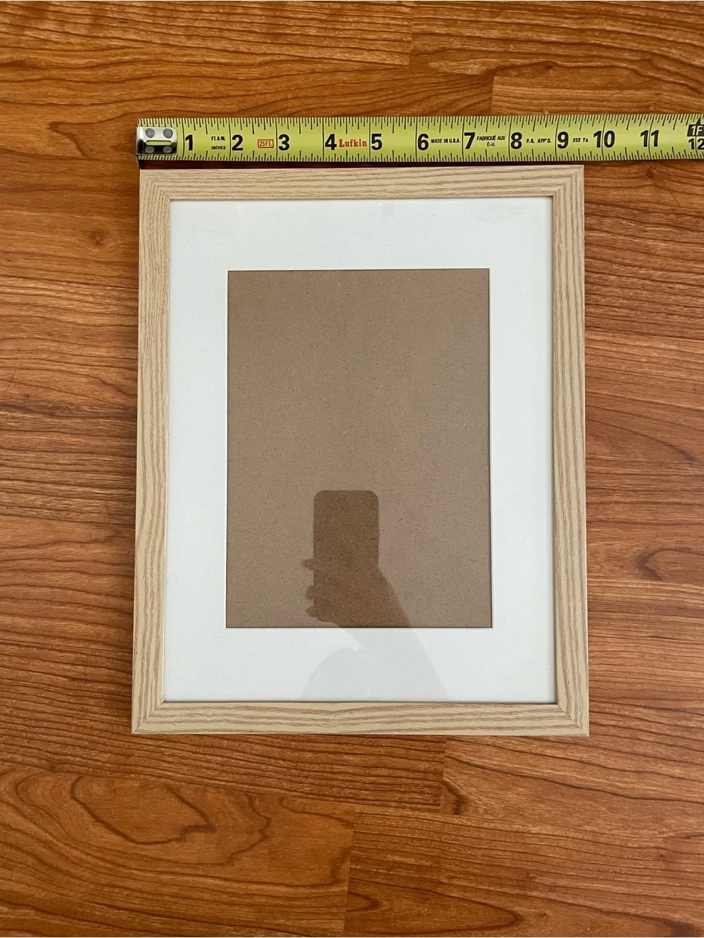 8.5x11 Light wood picture frame with white matting
